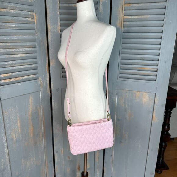 Madewell The Puff Woven Leather Crossbody Bag Subtle Blossom Pink - Picture 12 of 15